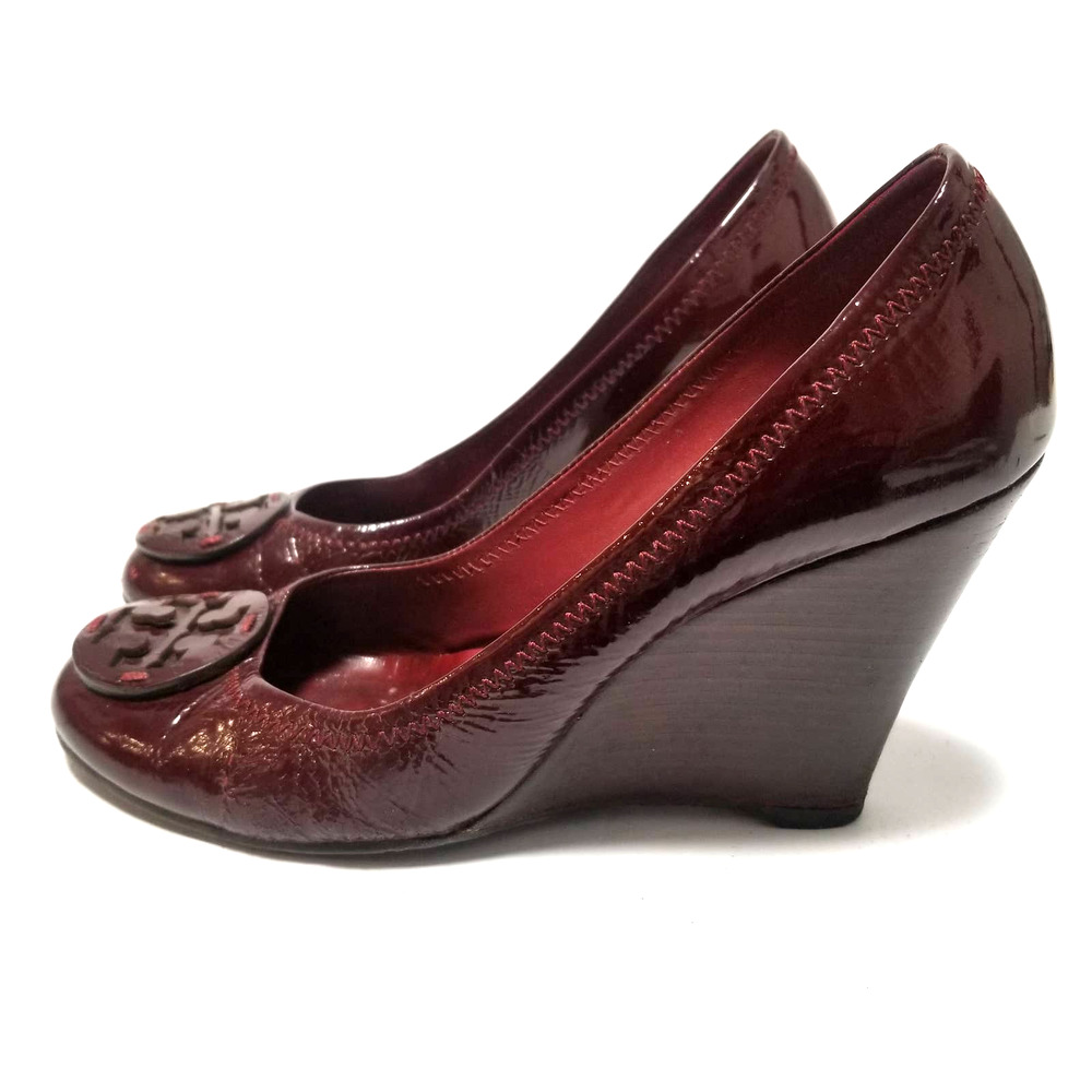 TORY BURCH Wine Sophie Patent Wedges